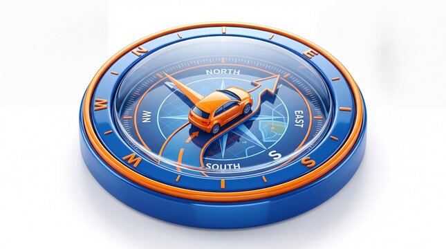 Car Navigation Compass with Route Arrows