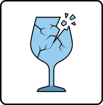 Broken glass cup icon illustration fragile symbol
