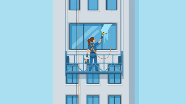 Flat illustration of window cleaner 