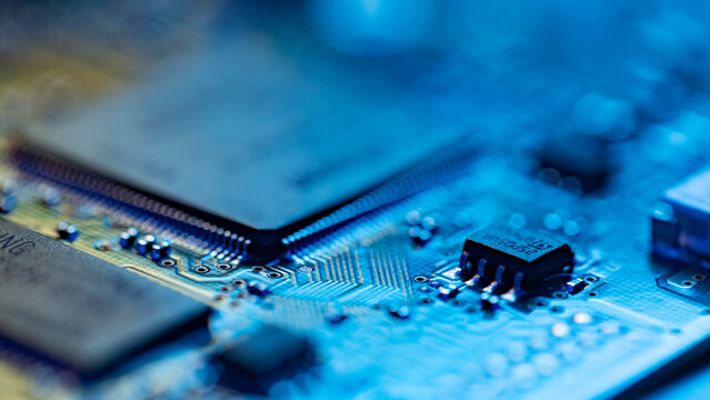 Circuit board with microchip technology representing digital data