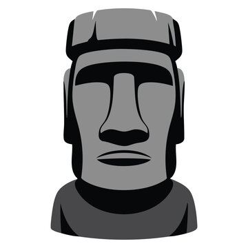 Isolated Moai statue emoji illustration in flat vector style suitable for travel culture history themes and decorative creative graphics