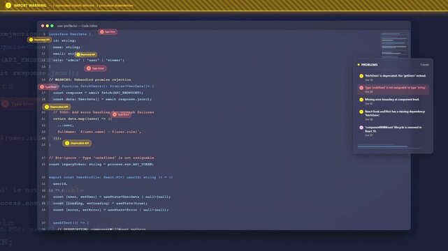 Close up of software developer writing code in a dark themed integrated development environment