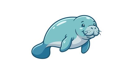 Cartoon manatee aquatic animal illustration. © Abdul