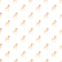 Obraz premium Cute baby zebra characters creating a repetitive pattern on a white background