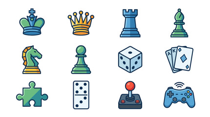 Game Icons Collection: Chess, Dice, Cards, Puzzle, Domino, Joystick, Controller © pejek