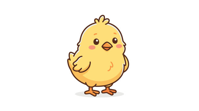 Cute little yellow baby chick standing.