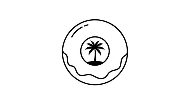 Minimalist donut logo with palm tree center.