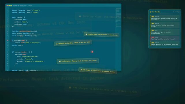 Digital screen displaying multiple windows of computer programming code and software development scripts