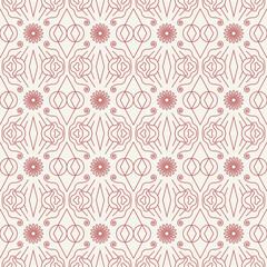 Fototapeta premium Geometric Floral Line Art Vector Seamless Pattern for Surface and Textile Design
