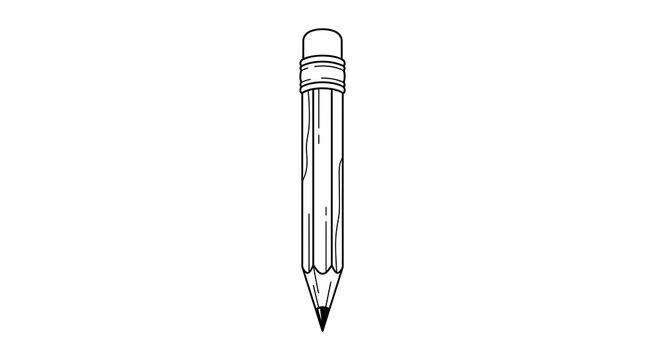 Simple pencil icon with eraser and sharp point