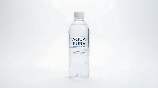 Water bottle with logo on white background