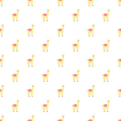 Fototapeta premium Cartoon llamas creating a fun animal seamless pattern on a white background