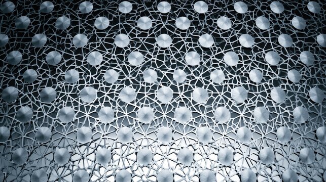 Geometric pattern of metallic circles interconnected by fine lines