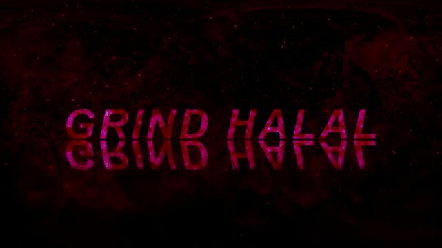 Grind halal text reflection shines across dark red textured tile. Halal text animation illustrates motivational work graphics. Text reflection styling provides bold look.