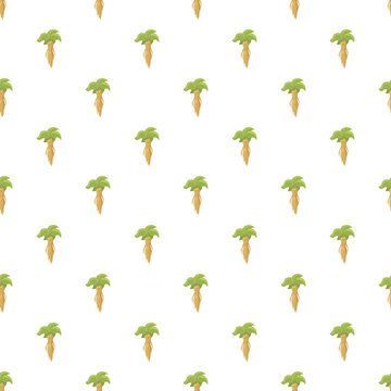 Cartoon mandrake root character pattern on white background