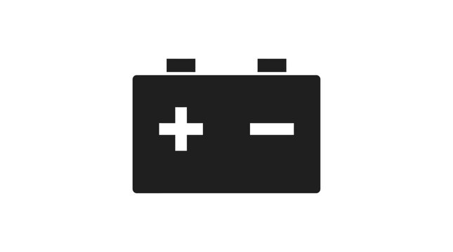 battery silhouette on white background power energy electricity charge plus minus terminal