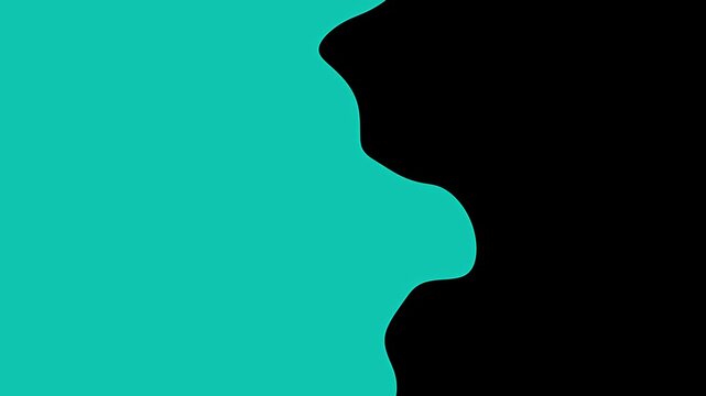 Teal organic animation shape moves smoothly on dark background. Organic animation blob graphic creates modern abstract liquid curves. Animation shape design offers clean look.