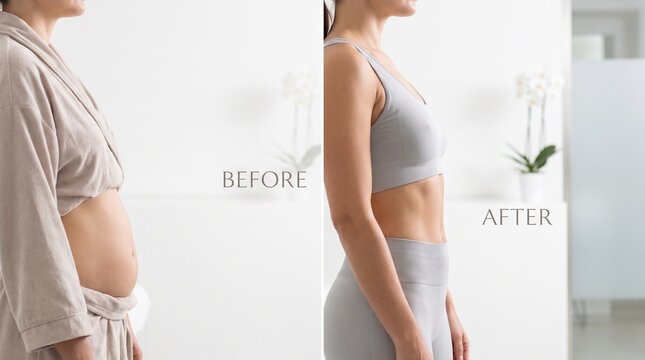 Body Contouring Before and After Showing Slimmer Waistline and Improved Body Shape