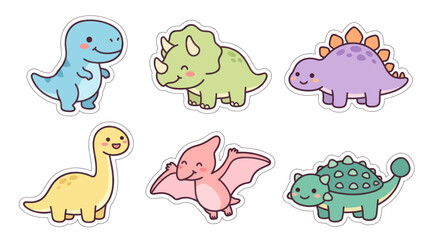 Pastel dinosaur sticker collection. © sabar