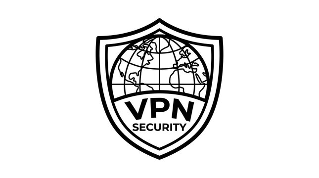 VPN security shield icon. Global network protection symbol for internet privacy.