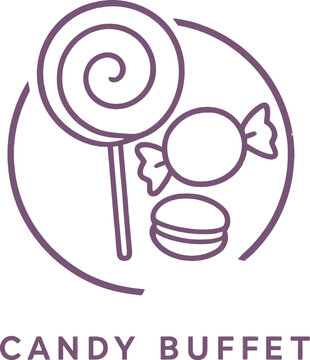 Sweet treats silhouette lollipop candy macaron line art logo