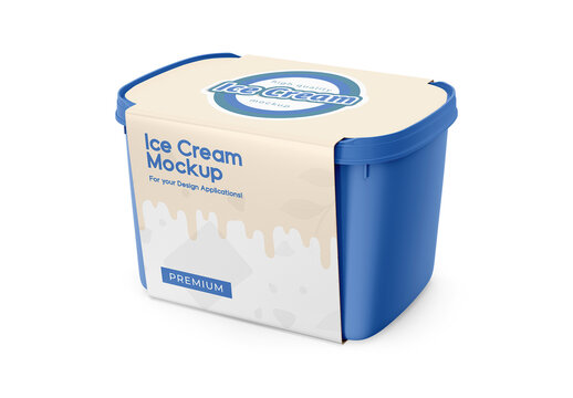 Ice Cream Plastic Box Half Side View Mockup Template for Merchandise Display
