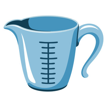 Measuring cup kitchen utensils beaker for measuring foods cooking school laboratory experiments vector flat cartoon illustration