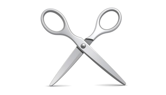 A pair of shiny metal scissors with rounded handles