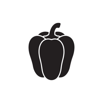 Black silhouette of a bell pepper vegetable icon isolated on white background healthy food vector.