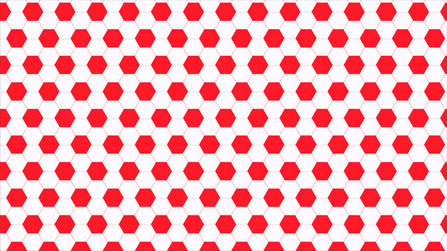 Red hexagon pattern background, seamless geometric honeycomb vector texture, abstract red and white polygon grid for sports and tech design