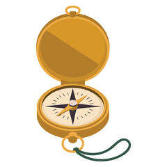 Pocket compass with lanyard flat illustration and travel compass clipart suitable for navigation and adventure themes © Nass Studio