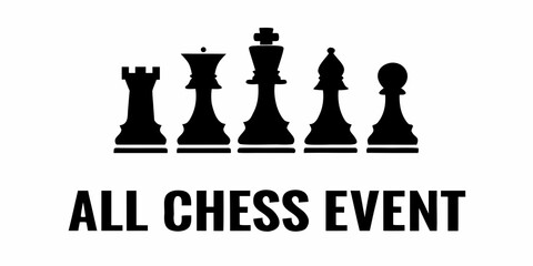 Chess Pieces Silhouette On White Background For Event Promotion © Songita