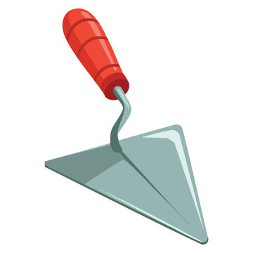 Red handle cement spoon vector simple illustration on white background suitable for building and repair concepts