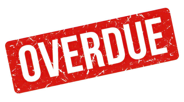 Overdue stamp distressed red background