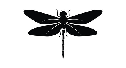 Dragonfly Silhouette Against White Background Minimalist Insect Shape © Sonia512