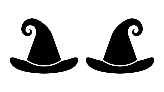 Halloween witch hats black pointed hat icons for spooky october designs