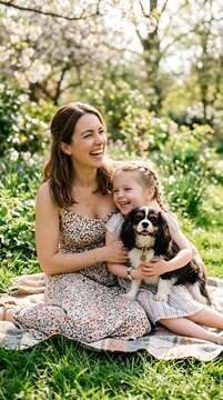 Mother and child sitting outdoors together.