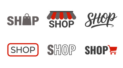 Obraz premium Collection of shop logos and icons representing retail and commerce