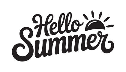 Hello Summer lettering with sun icon for summer greetings and vacation promotion theme. © Lima