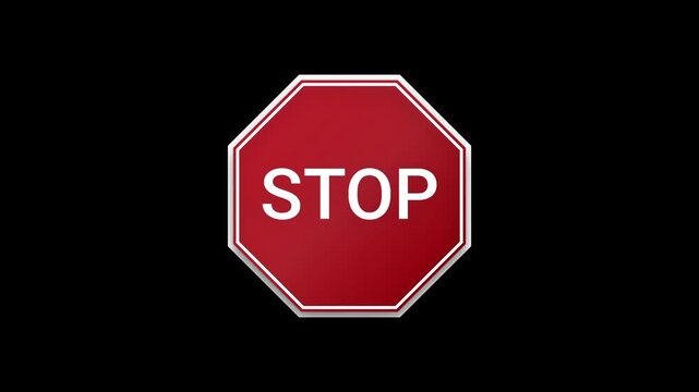 STOP Sign Animation - Red Octagon Alert Motion Graphic Background