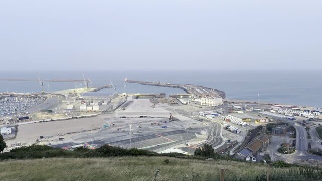 Coastal shipping harbor infrastructure wide panning