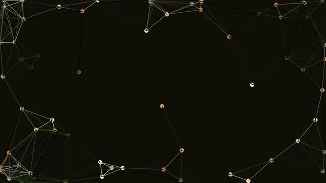 Abstract network connections on dark background with geometric nodes