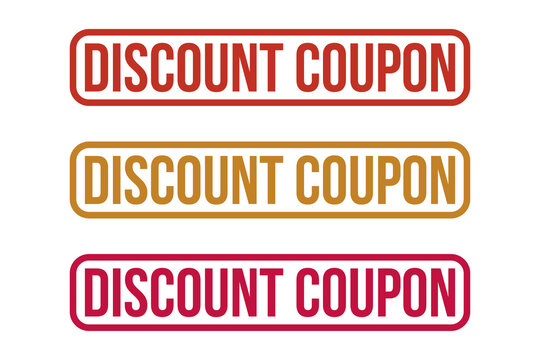 Discount coupon labels in red and gold on transparent background