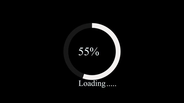 Science Loading white Circle Ring on black background., Loading Logo, simple logo  100 in the loading ring. Loading Transfer Download Animation from zero to one hundred percent. Circle percentage. 
