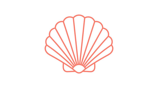 Minimalist scallop shell linear vector icon.