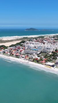 Ingleses Beach At Florianopolis In Santa Catarina Brazil. Beach Skyline. Nature Landscape. Summer Travel. Ingleses Beach At Florianopolis In Santa Catarina Brazil. Tropical Scenery.