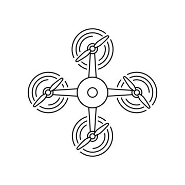 Flying quadcopter drone flat color icon