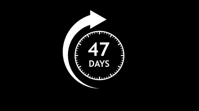 Countdown Timer Animation with Arrow and 47 Days Text in Circular Motion