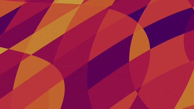 Colorful irregular blobs overlapping and interlocking animation.This is an abstract geometric pattern with overlapping angular and curved shapes. It uses warm colors like red, orange, and purple in a 