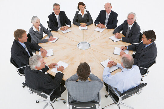 Corporate Board Meeting Discussing Business Strategy Isolated on White Background